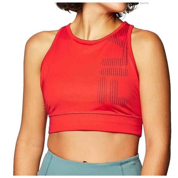 Fila Grete High Neck Sports Bra SMALL Red Racerback Longline Athletic Workout - Picture 11 of 12